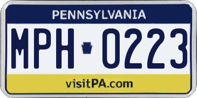 PA license plate MPH0223