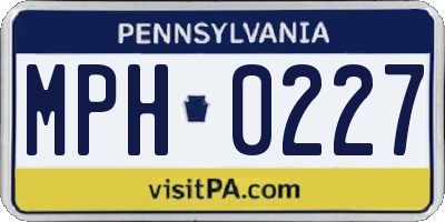 PA license plate MPH0227