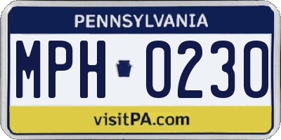 PA license plate MPH0230