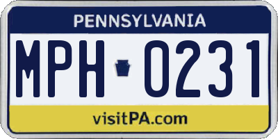 PA license plate MPH0231