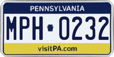 PA license plate MPH0232