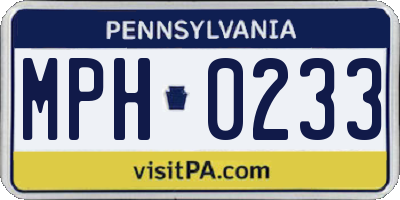 PA license plate MPH0233