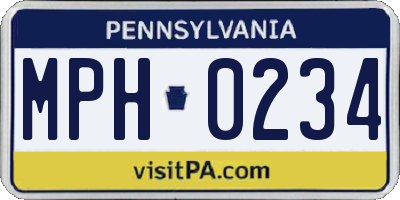 PA license plate MPH0234
