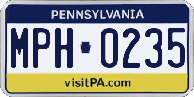 PA license plate MPH0235
