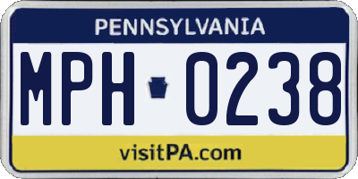 PA license plate MPH0238