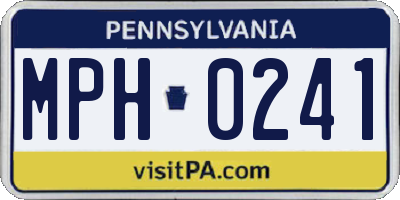 PA license plate MPH0241