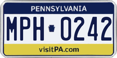 PA license plate MPH0242