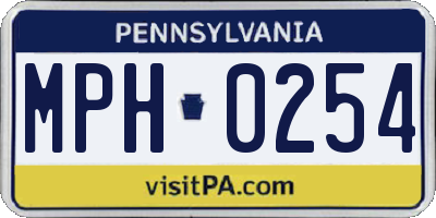 PA license plate MPH0254