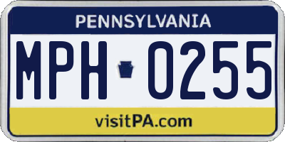 PA license plate MPH0255