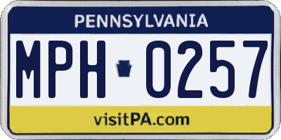 PA license plate MPH0257