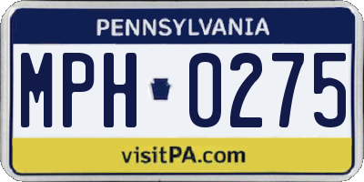 PA license plate MPH0275