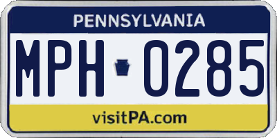 PA license plate MPH0285