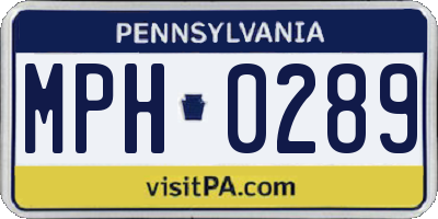 PA license plate MPH0289