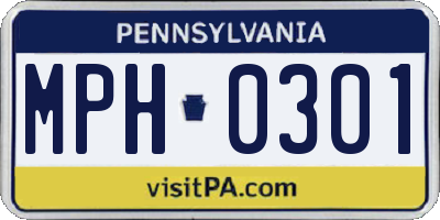 PA license plate MPH0301
