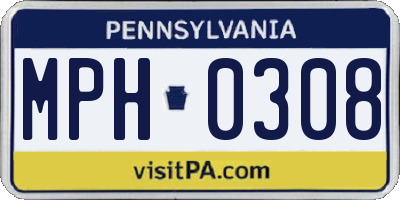 PA license plate MPH0308