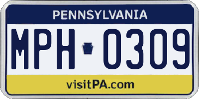 PA license plate MPH0309