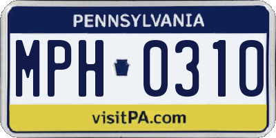PA license plate MPH0310