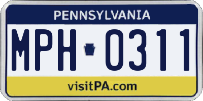 PA license plate MPH0311