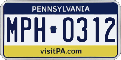 PA license plate MPH0312