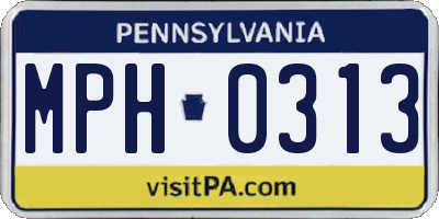 PA license plate MPH0313