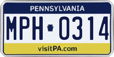 PA license plate MPH0314