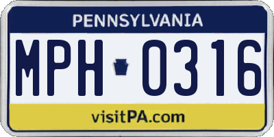 PA license plate MPH0316
