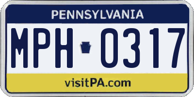 PA license plate MPH0317