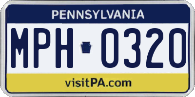 PA license plate MPH0320
