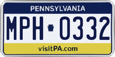PA license plate MPH0332