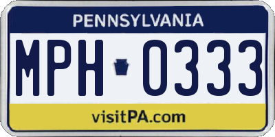 PA license plate MPH0333
