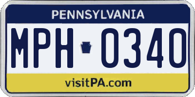PA license plate MPH0340