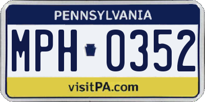 PA license plate MPH0352