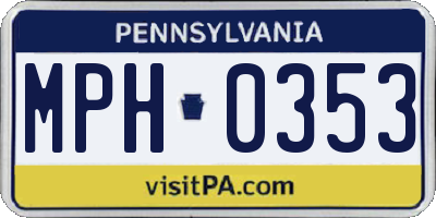 PA license plate MPH0353