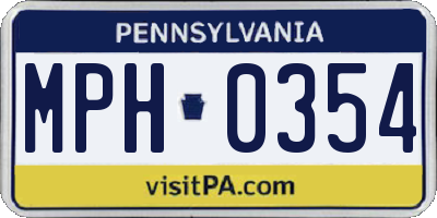 PA license plate MPH0354