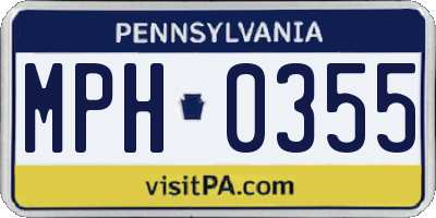 PA license plate MPH0355