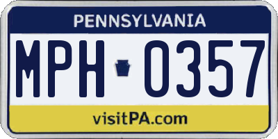 PA license plate MPH0357
