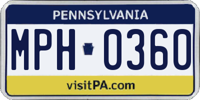 PA license plate MPH0360