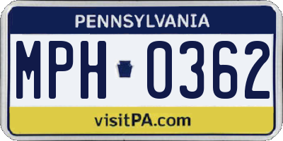 PA license plate MPH0362
