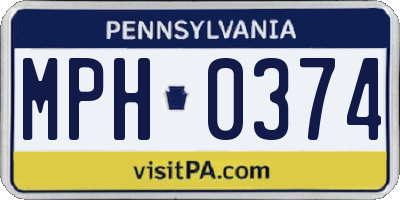 PA license plate MPH0374
