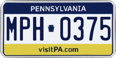 PA license plate MPH0375