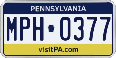 PA license plate MPH0377