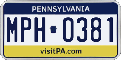 PA license plate MPH0381