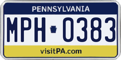 PA license plate MPH0383