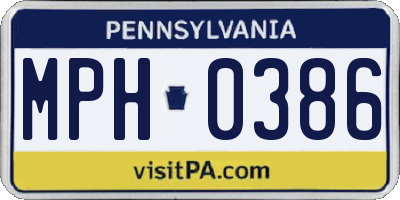 PA license plate MPH0386
