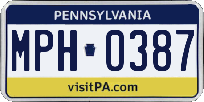 PA license plate MPH0387