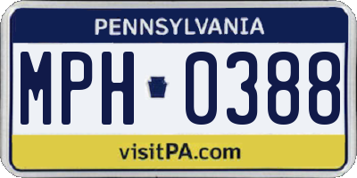 PA license plate MPH0388