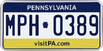 PA license plate MPH0389