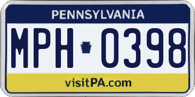 PA license plate MPH0398