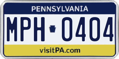 PA license plate MPH0404