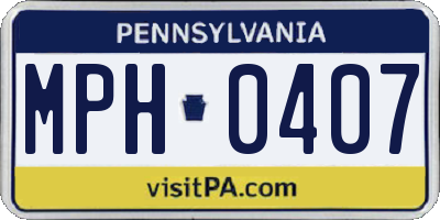 PA license plate MPH0407